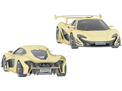 Two Yellow Sports Car Models With Detailed Exterior And Scaled Design 3d model