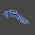 Futuristic Blue Water Vessel with Advanced Deck Structure and Propulsion Units in Sci Fi Design