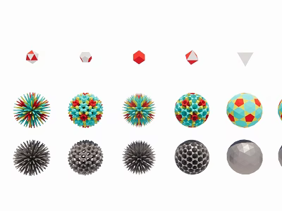Decorative Colorful Geometric Hanging Ornaments With Polyhedron And Spherical Shapes 3d model