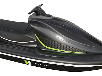 Sleek Black Wave Craft Yacht With Green Accent Stripes And Modern Design 3d model