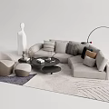 Quiet Sofa Tea Table Combination Sofa Coffee Table 3d model