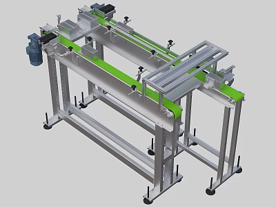 Industrial Conveyor Belt System With Green Surface And Metal Frame Structure 3d model