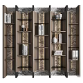 Modern Wooden Decorative Cabinet With Open Shelves Books And Vases