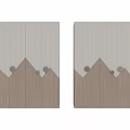 Modern Wooden Decorative Cabinet With Vertical Stripes Triangular Top Design And Circular Metal Handles