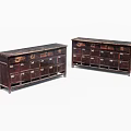 Dark Wooden Storage Cabinets With Multiple Drawers And Traditional Design