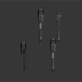 Weapon Display Featuring Multiple Handguns With Metallic Build And Detachable Parts