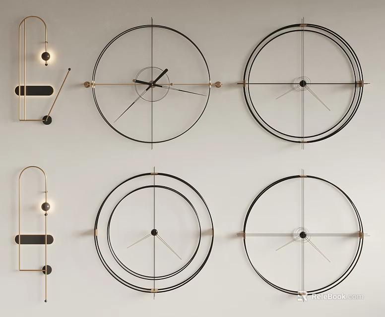 Modern Wall Clocks With Minimalist Metal Frame And Circular Dial Design For Home Decor 3d model 