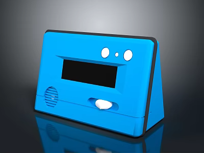 Blue Electronic Device Featuring Screen Control Buttons And Speaker Design 3d model