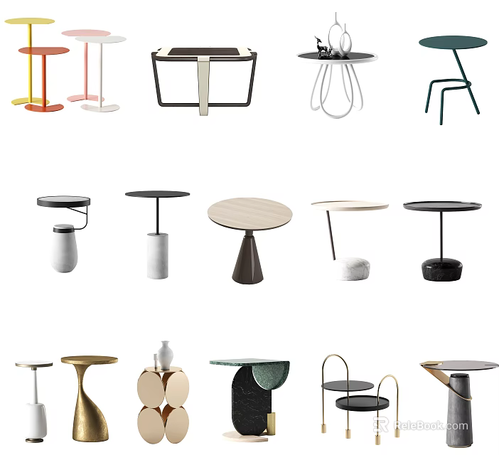 Modern Coffee Tables With Various Stylish Designs And Unique Base Structures 3d model