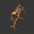 Detailed Mantis Skeleton Clinging to Natural Tree Branch with Realistic Features