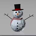 Children Create Adorable Snowman With Black Top Hat Striped Scarf And Stick Arms