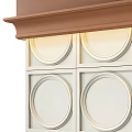 Elegant Wall Design With Brown Decorative Trim White Grid And Circular Elements With Soft Lighting 3d model