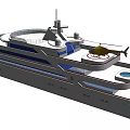 Luxury Yacht Featuring Helicopter On Deck 3d model