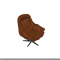Stylish Orange Leather Accent Chair with Padded Backrest Swivel Black Base for Living Room Comfort