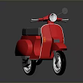 Red Classic Scooter With Gray Seat And Shiny Reflection Design 3d model