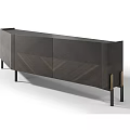 Modern Dark Wood TV Stand With Chevron Pattern And Black Metal Legs
