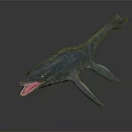 Realistic Prehistoric Ichthyosaur Marine Reptile With Open Mouth Sharp Teeth Long Tail And Flippers