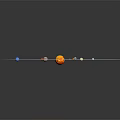 Accurate Solar System Model Display Showing Sun At Center With Planets In Orbits 3d model