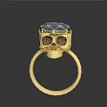 Unique Gold Ring With Skull Design And Blue Green Gemstone As Fashion Accessory