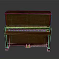 Brown Wooden Upright Piano With Keyboard And Golden Pedals For Home Use