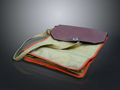 Durable Leather Flap Canvas Shoulder Bag with Comfortable Strap for Daily Use 3d model