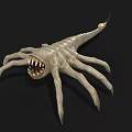 Gray Multi Legged Monster With Sharp Teeth And Yellow Tail Tip 3d model