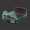 Modern Blue Wearable Head Accessory With Red Headband And Transparent Lens Frame