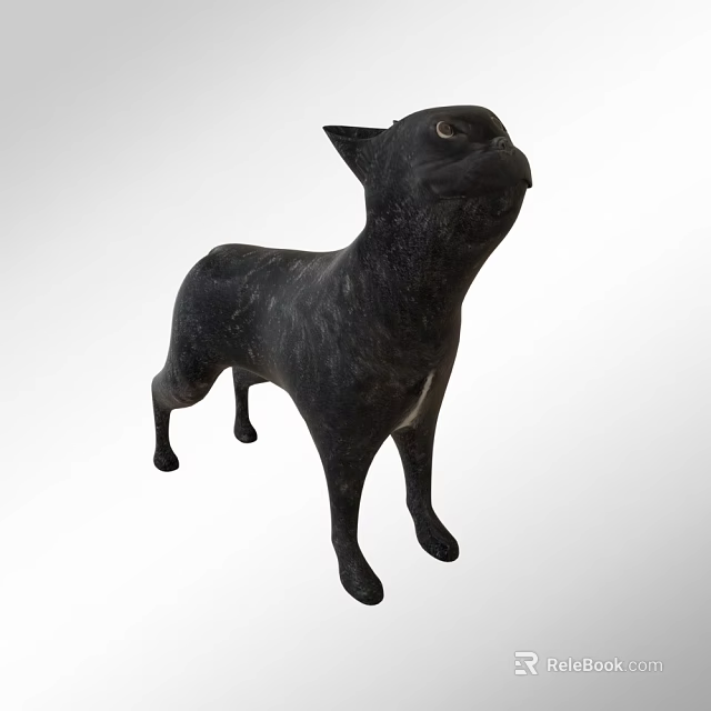 Black Cat Sculpture In Standing Pose With Glossy Surface And Artistic Details 3d model 