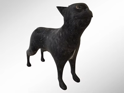 Black Cat Sculpture In Standing Pose With Glossy Surface And Artistic Details 3d model