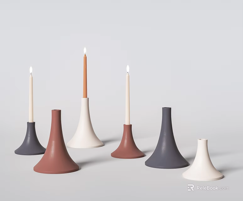 Modern Candle Holders With Different Colors And Stylish Designs For Home Decoration 3d model 
