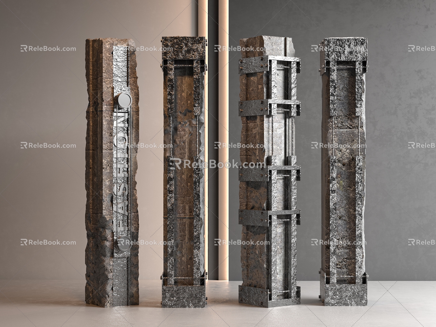 Modern Columns Concrete Columns Cement Columns Damaged Columns 3d model