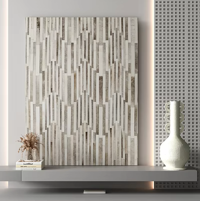 Modern Textured Square Rug With Woven Patterns For Living Room Floor Decor 3d model