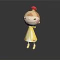 Cute Smiling Cartoon Character With Red Hair Accessory Yellow Dress And Yellow Shoes