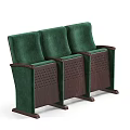 Modern Set of Three Blue Armchairs With Upholstered Seats And Perforated Wooden Frames
