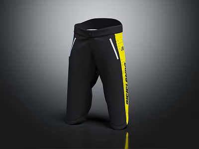 Black Sports Shorts With Yellow Side Stripes And Zipper Pockets Design 3d model