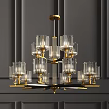 Modern Crystal Chandelier With Gold Frame And Transparent Glass Elements For Interior Decor