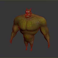 Green Muscular Game Movie Character With Bat Like Ears And Hulking Physique