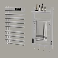 Bathroom Accessories White Heated Towel Rail With Temperature Display And Shelf And Towel Holders