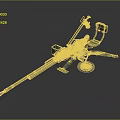 Vintage Green Military Machine Gun With Metal Mount Stand And Wheels Structure