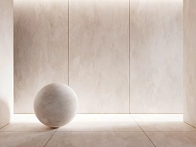 Minimalist Sphere Component Design With Beige Stone Walls And Floor 3d model