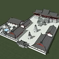 Traditional Chinese Ancient Architecture With Courtyard Layout Classic Roofs And Pavilions Design