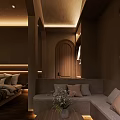 Cozy Luxury Hotel Guest Room With Soft Warm Lighting Wooden Flooring And Large Scenic Windows