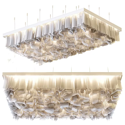 Modern White Chandelier with Layered Folded Design Elegant Artistic Lighting Fixture 3d model