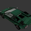 Green Lamborghini Sports Car Classic Design Scissor Doors Streamlined Body Gold Wheels