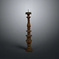 Antique Carved Multi-layered Wooden Candle Holder Pillar Design