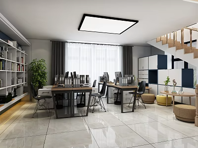 Comprehensive office of modern public office area 3d model