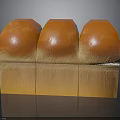 Three Orange Dome Shaped Pastry Desserts With Square Base And Smooth Glossy Surface
