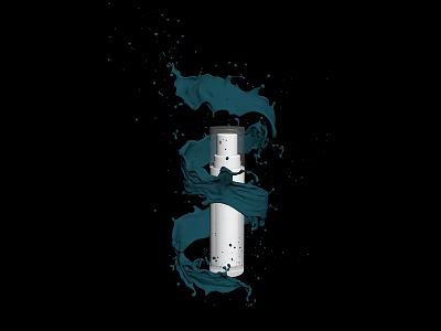 Creative Garden Accent White Bottle With Blue Liquid Splash Design 3d model