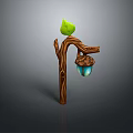 Artistic Wooden Stone Decorative Sculpture With Branch Leaf And Acorn Ornament