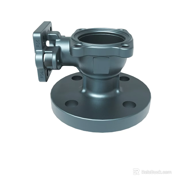 Silver Gray Industrial Metal Component With Flange Base And Fixing Device 3d model